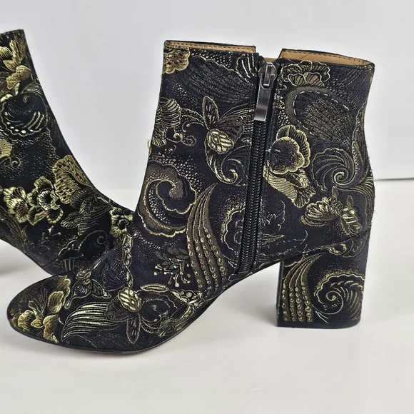 Franco Sarto Metallic / Jacquard Fabric Ankle Bootie — Women’s US 7 M - Tapestry - Picture 5 of 10